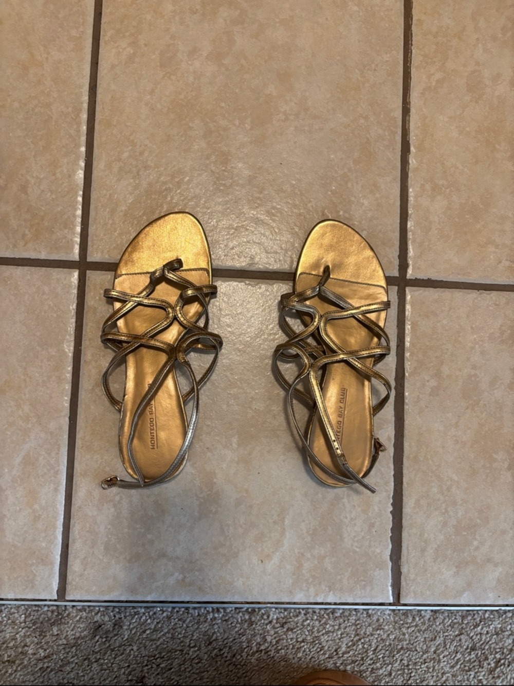 Montego Bay Club Gold Strappy Lace-Up Sandals